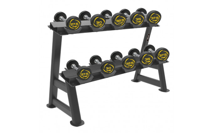 Комплект полиуретановых гантелей 40-50кг (5 пар)  со стойкой